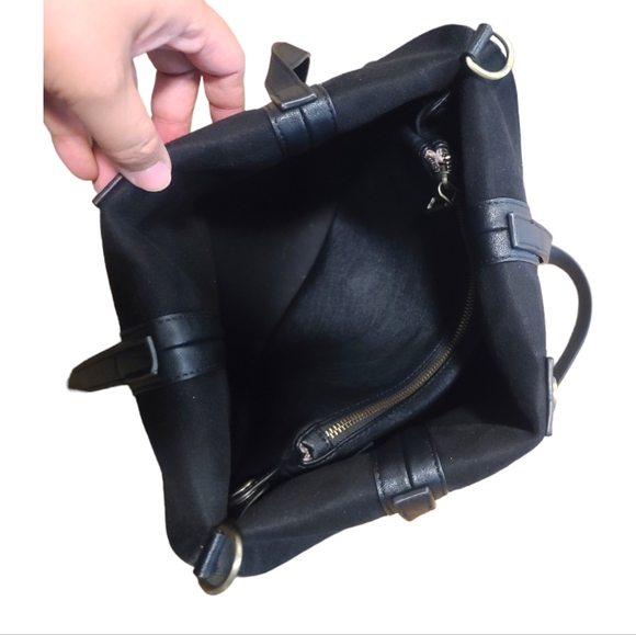 Antik Kraft Black Vegan Leather Bag Snap Closure - Picture 6 of 14